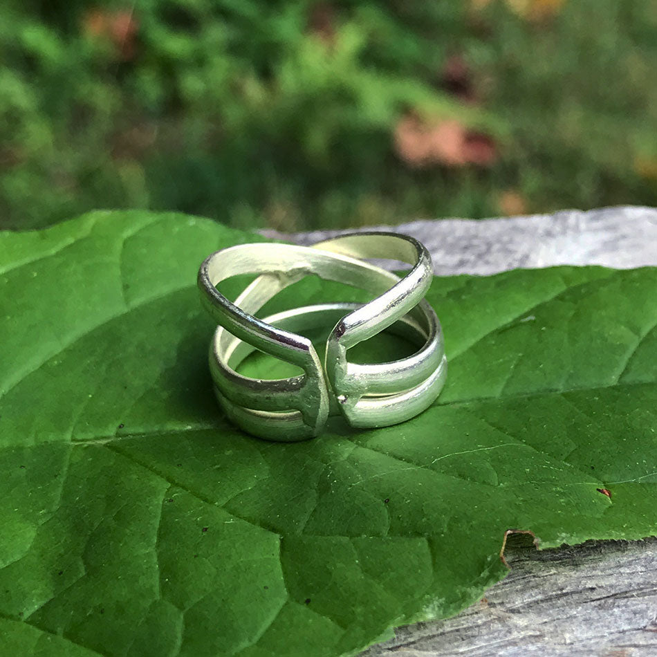 Criss Cross Ring - Silver, India