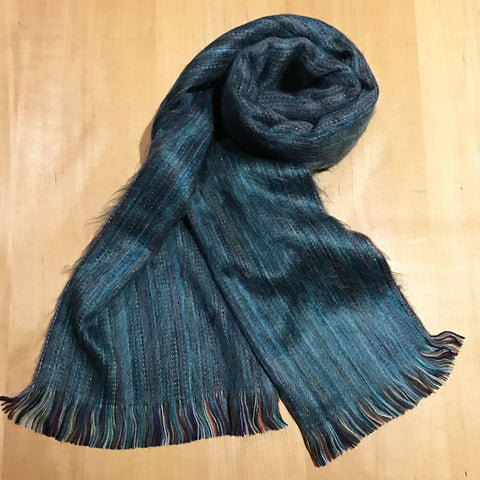Luxurious Brushed Alpaca Blend mScarf - Denim Stripe, Ecuador