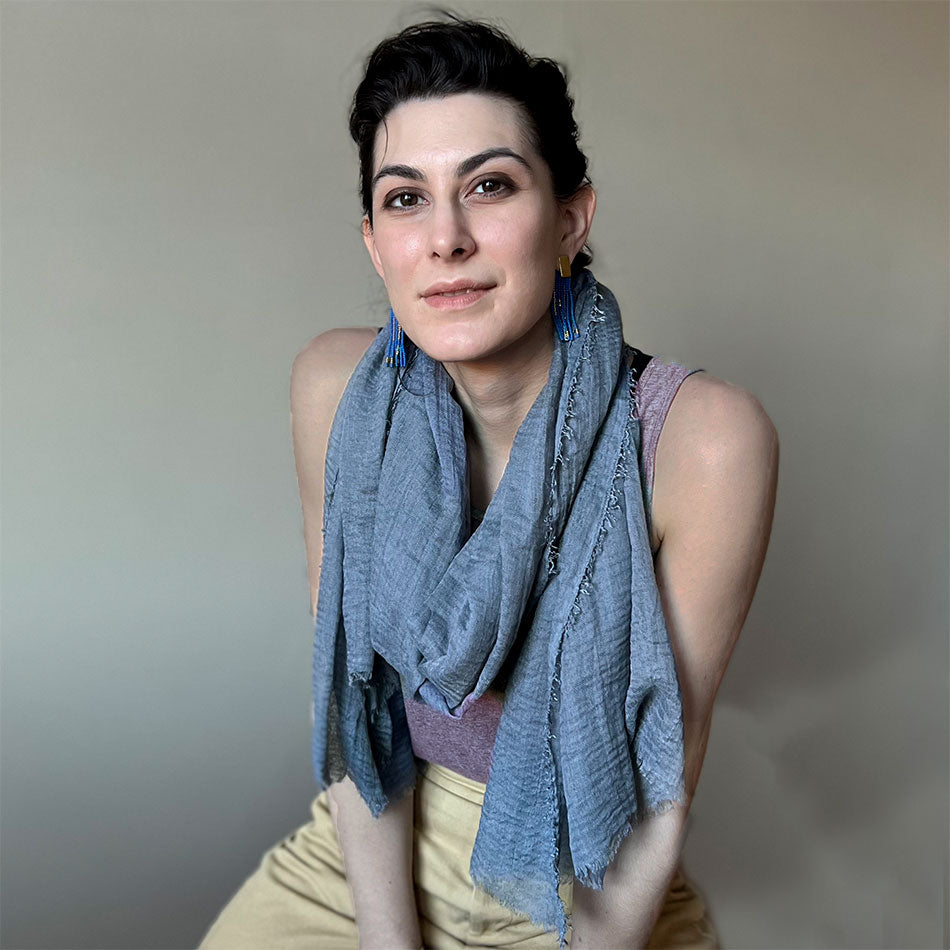 Fair trade organic cotton scarf handmade by artisans in Thailand