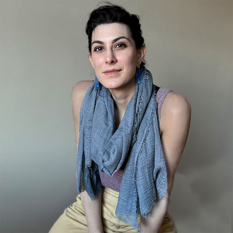 Fair trade organic cotton scarf handmade by artisans in Thailand