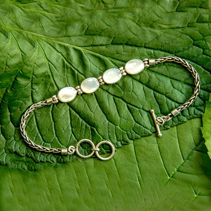 Sterling silver pearl fair trade bracelet handmade in Bali