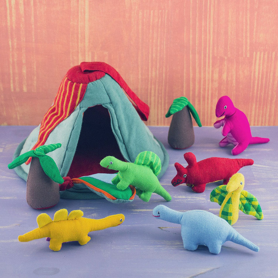 Fair trade cotton dinosaur toy handmade in Sri Lanka