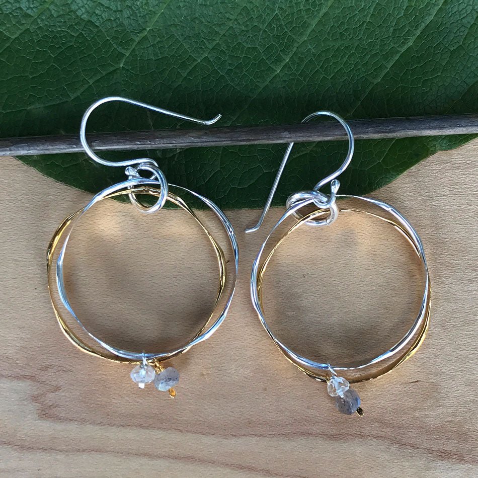 Freedom Circle Earrings, Sterling Silver/Brass, India