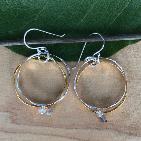 Freedom Circle Earrings, Sterling Silver/Brass, India
