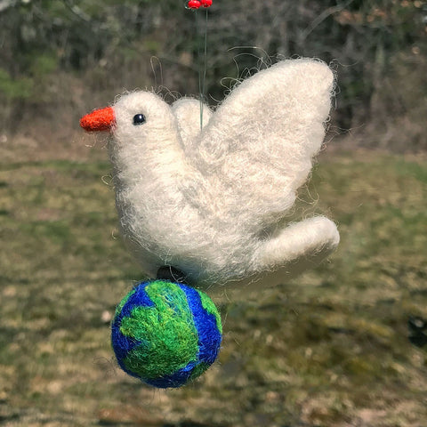 Felted Dove with Globe, Guatemala