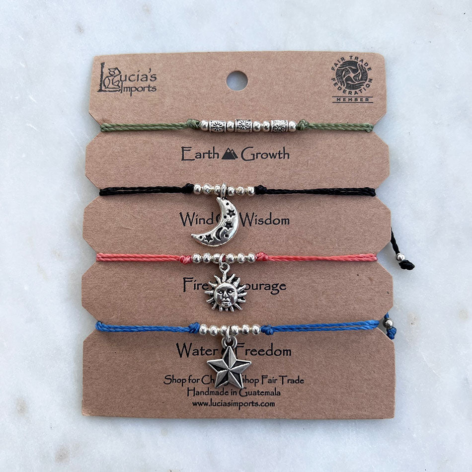 Earth Wind Fire Water Bracelet Set - Sun/Moon, Guatemala