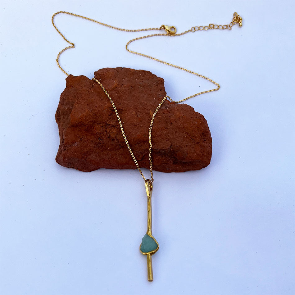 Fair trade emerald necklace handmade by artisans in Colombia