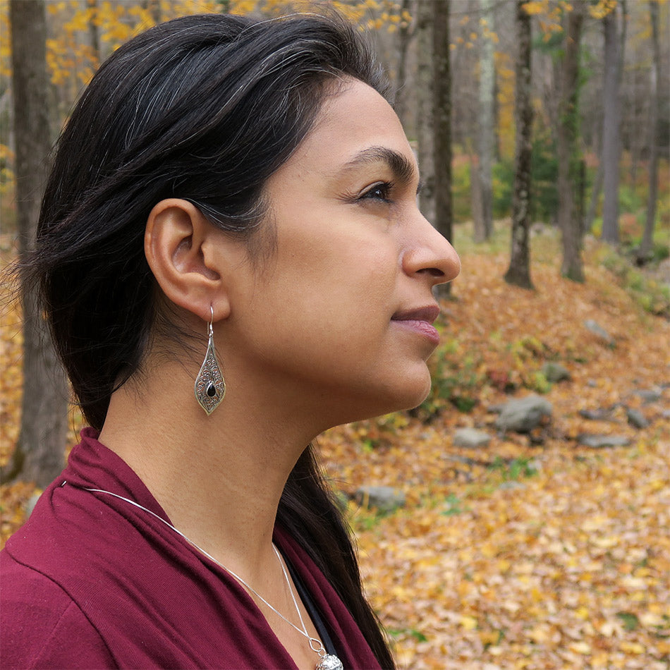 Fair trade sterling silver onyx earrings