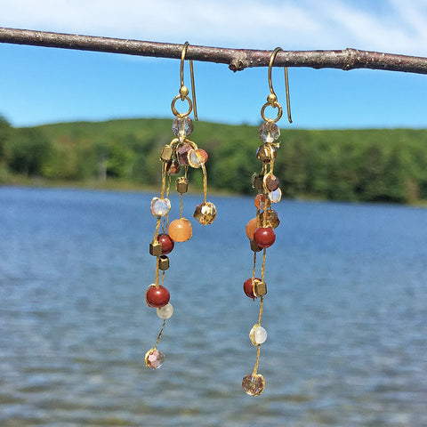 fair trade silk and stone earrings handmade in Thailand