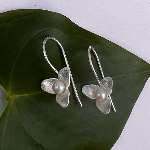 Fair trade sterling silver pearl earrings