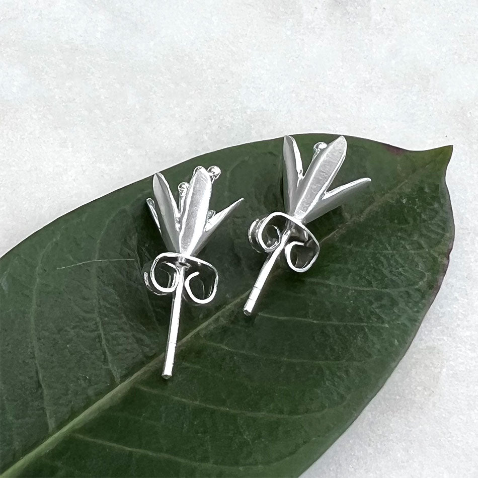Flower Bud Studs - Sterling Silver, Indonesia