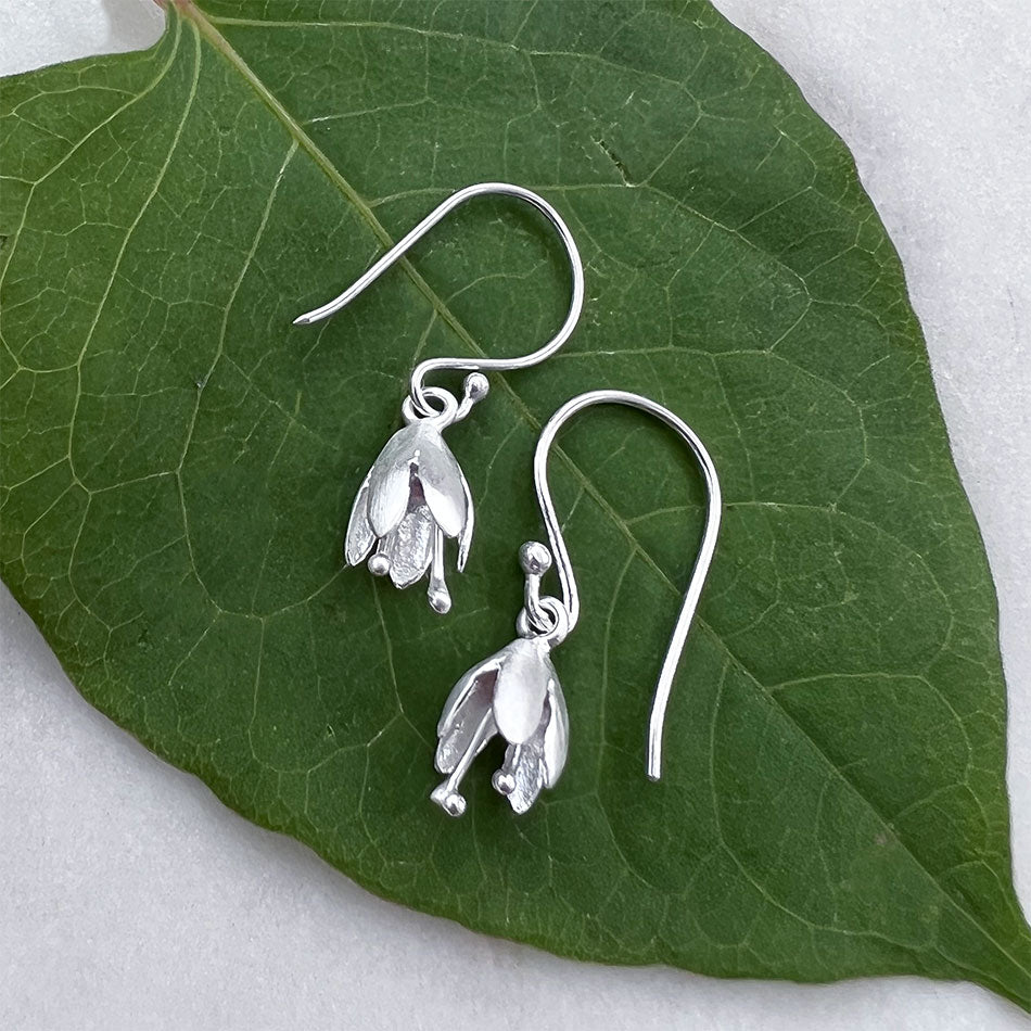 Petit Flower Dangle Earrings - Sterling Silver, Indonesia