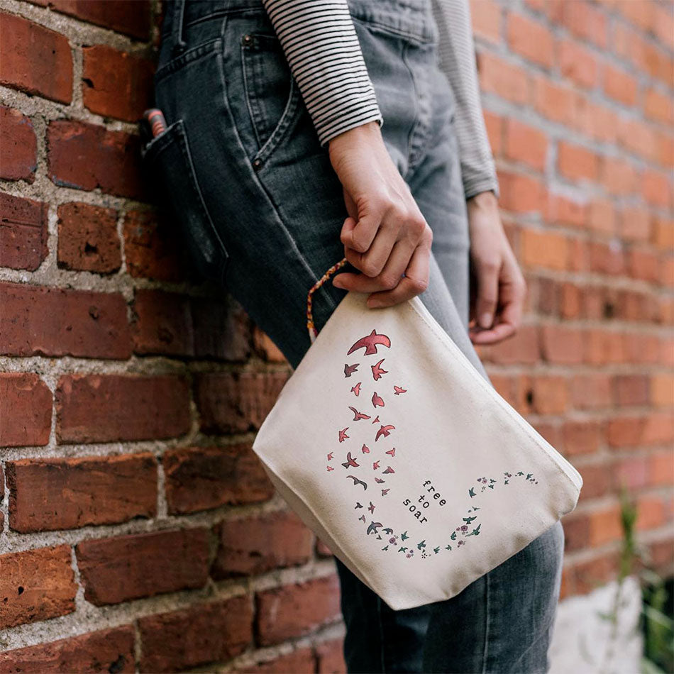 Fair trade organic cotton bag handmade by survivors of human trafficking