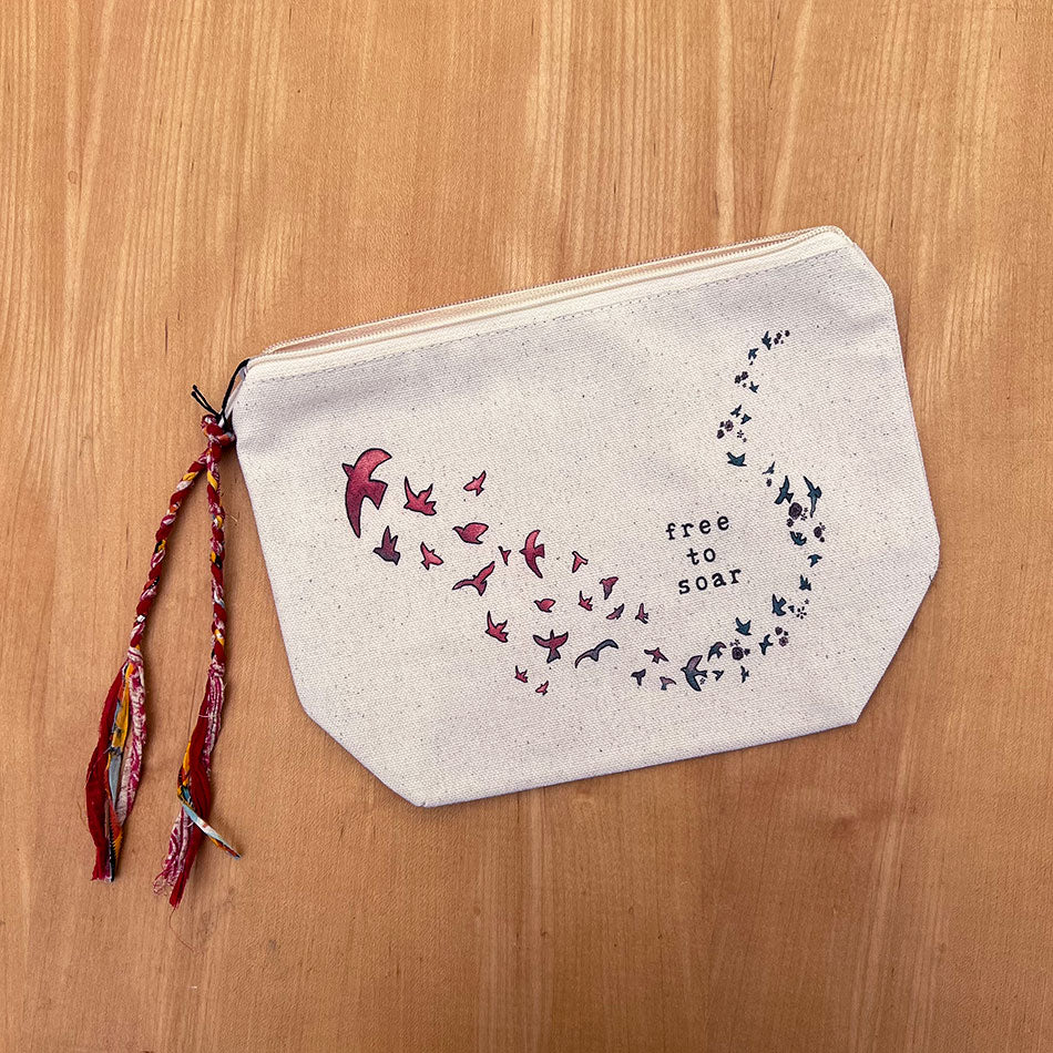 Fair trade organic cotton bag handmade by survivors of human trafficking