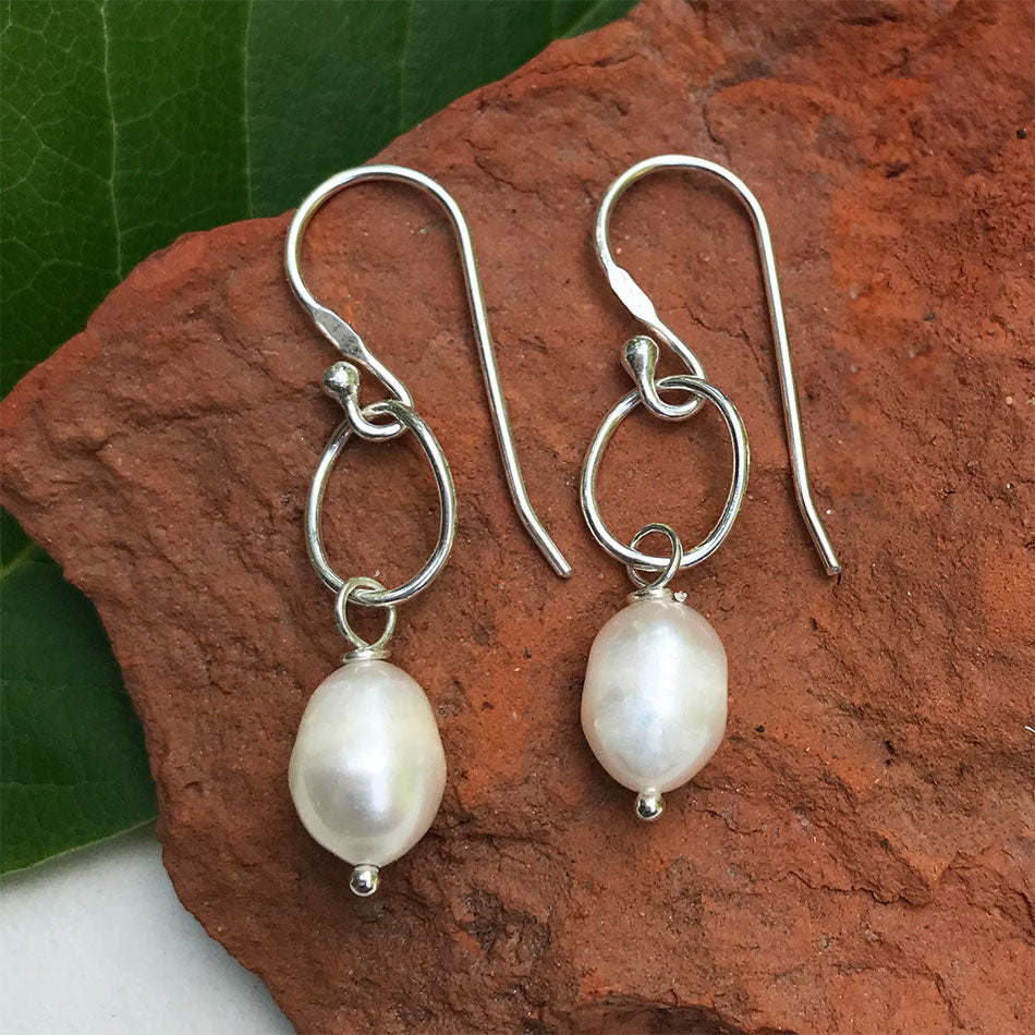 Freshwater Pearl Earrings - Sterling Silver, Peru