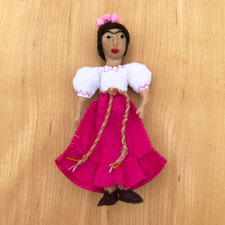 Frida Kahlo ornament hand felted by women artisans.