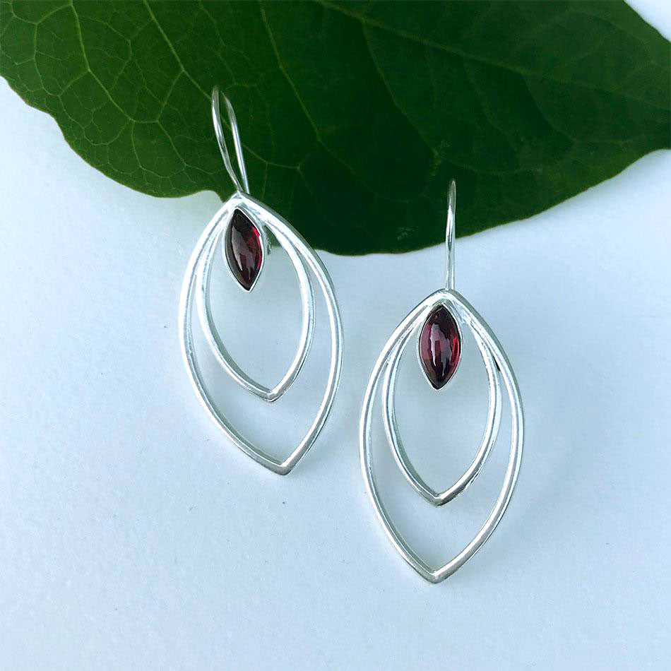 Fair trade garnet earrings handmade by women artisans in India