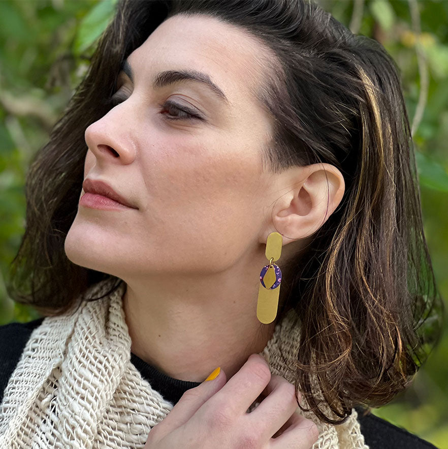 Modern Day Purple Gold Earrings, India
