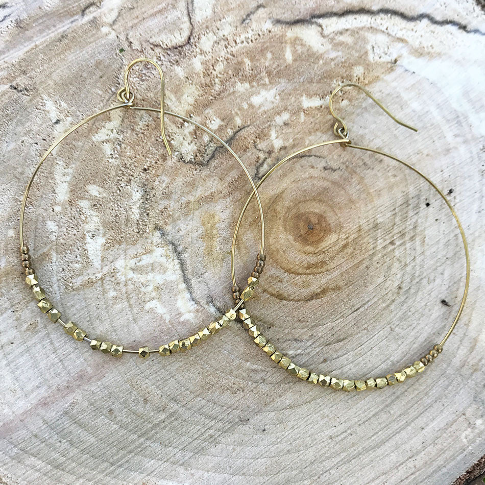 Fair trade large brass hoop earrings