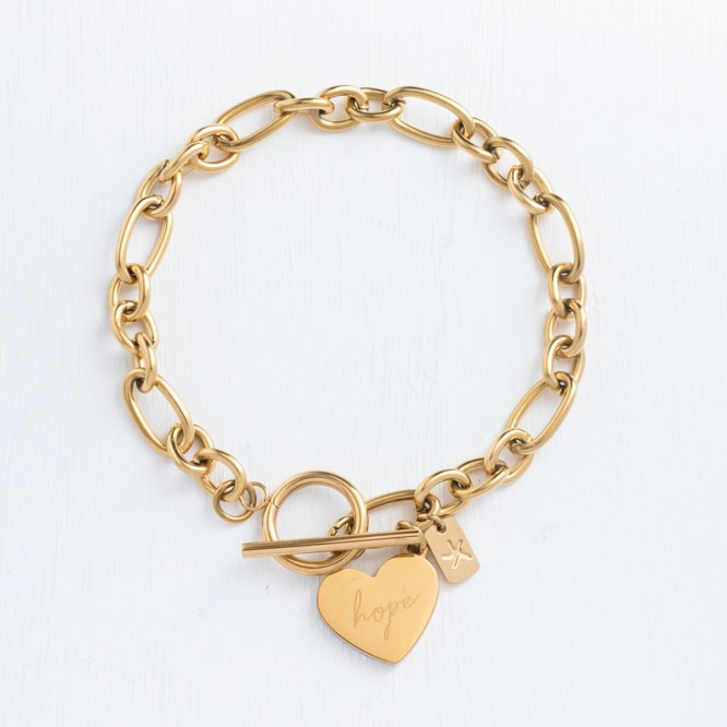 Linked Together "Hope" Bracelet - Gold, China