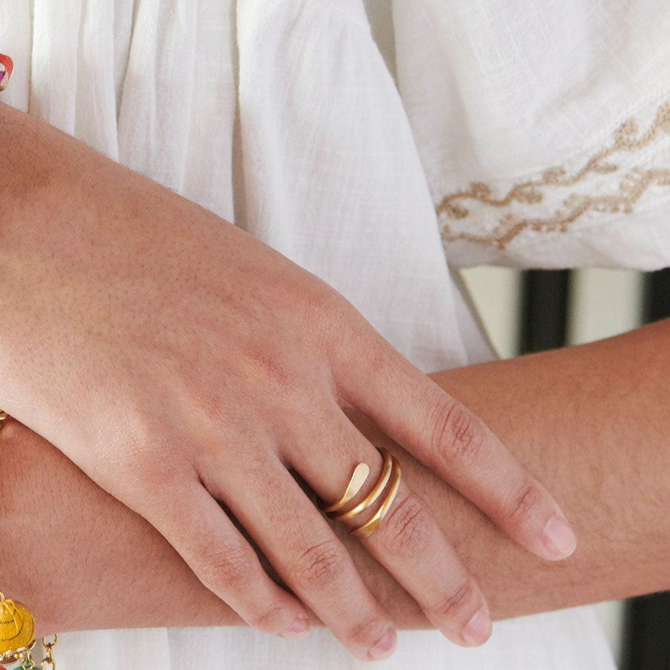 Fair trade brass ring handmade by women artisans in India