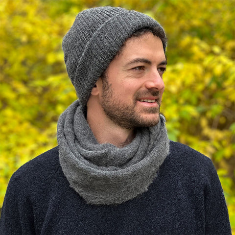 Fair trade alpaca infinity scarf handmade by artisans in Peru