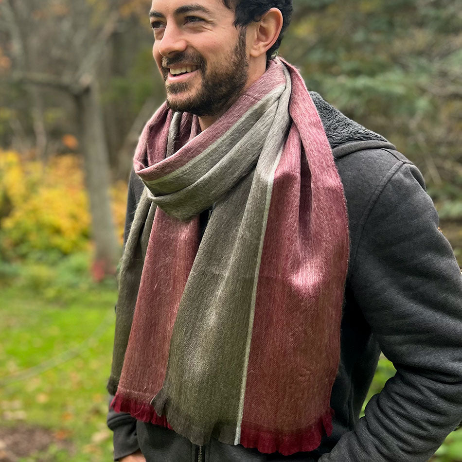 Fair trade alpaca scarf handmade by artisans in Ecuador