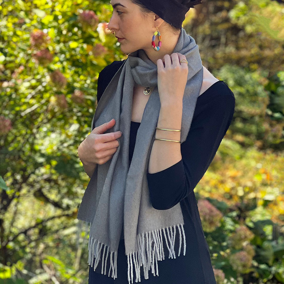 Fair trade baby alpaca scarf handmade by artisans in Peru