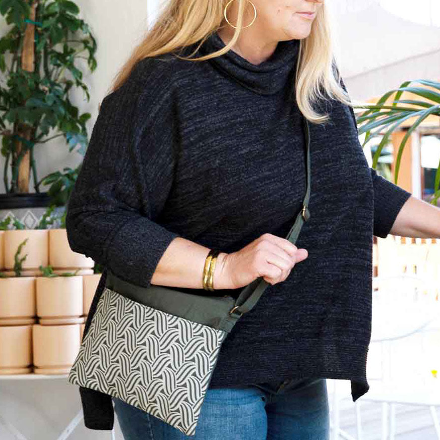 Recycled Cotton Small Crossbody Bag - Green, Cambodia