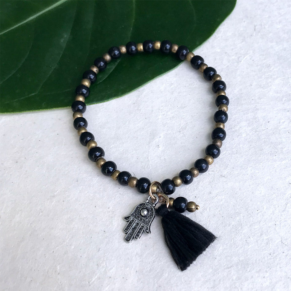 Fair trade hamsa bracelet handmade by women in Peru