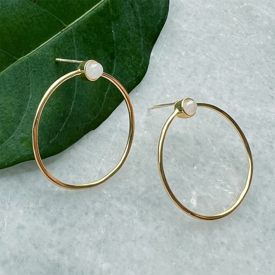 Moonstone Circle Studs, India
