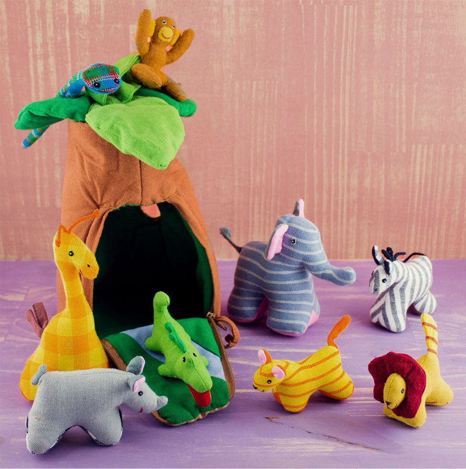 Fair trade cotton jungle animals handmade in Sri Lanka