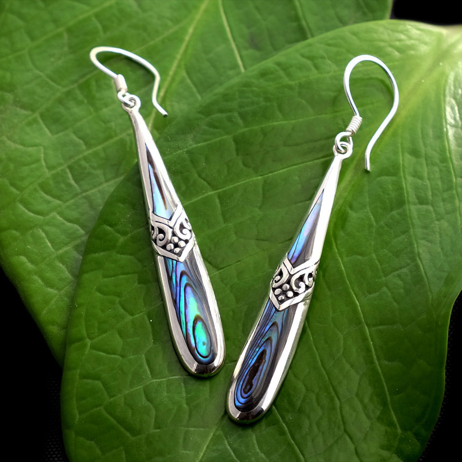Fair trade sterling silver abalone earrings