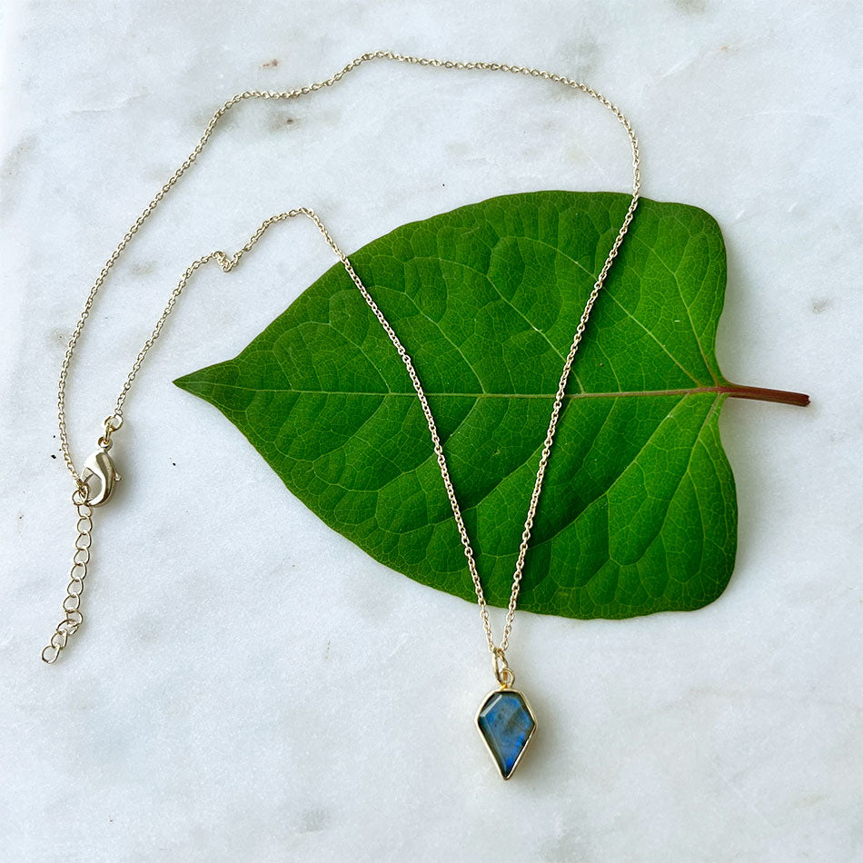 Fair trade labradorite necklace handmade by artisans in India