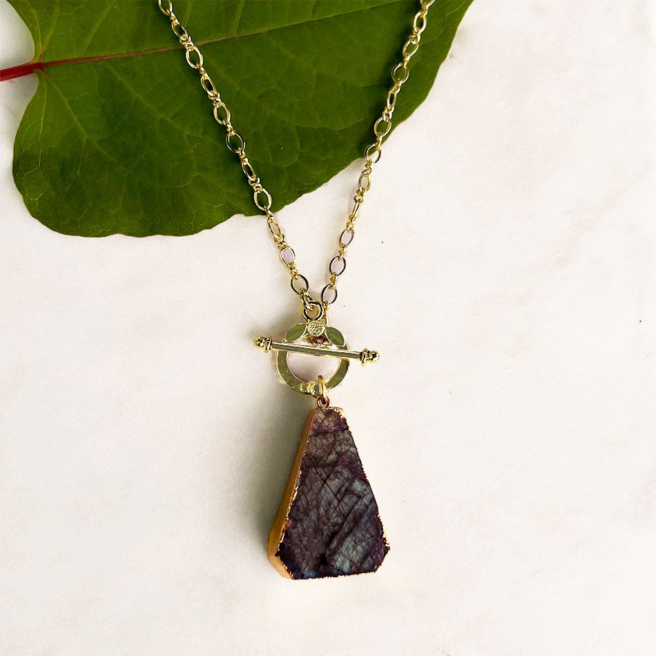 Fair trade labradorite statement necklace ethically handmade by women in India
