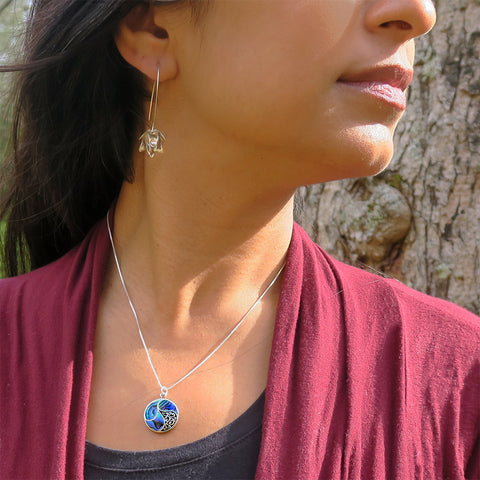 Fair trade sterling silver lotus earrings handmade in Bali