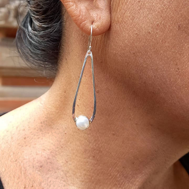 Fair trade sterling silver pearl earrings handmade