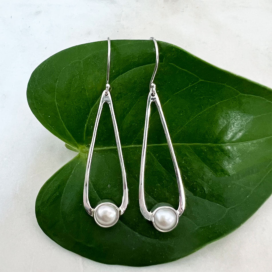 Fair trade sterling silver pearl earrings handmade