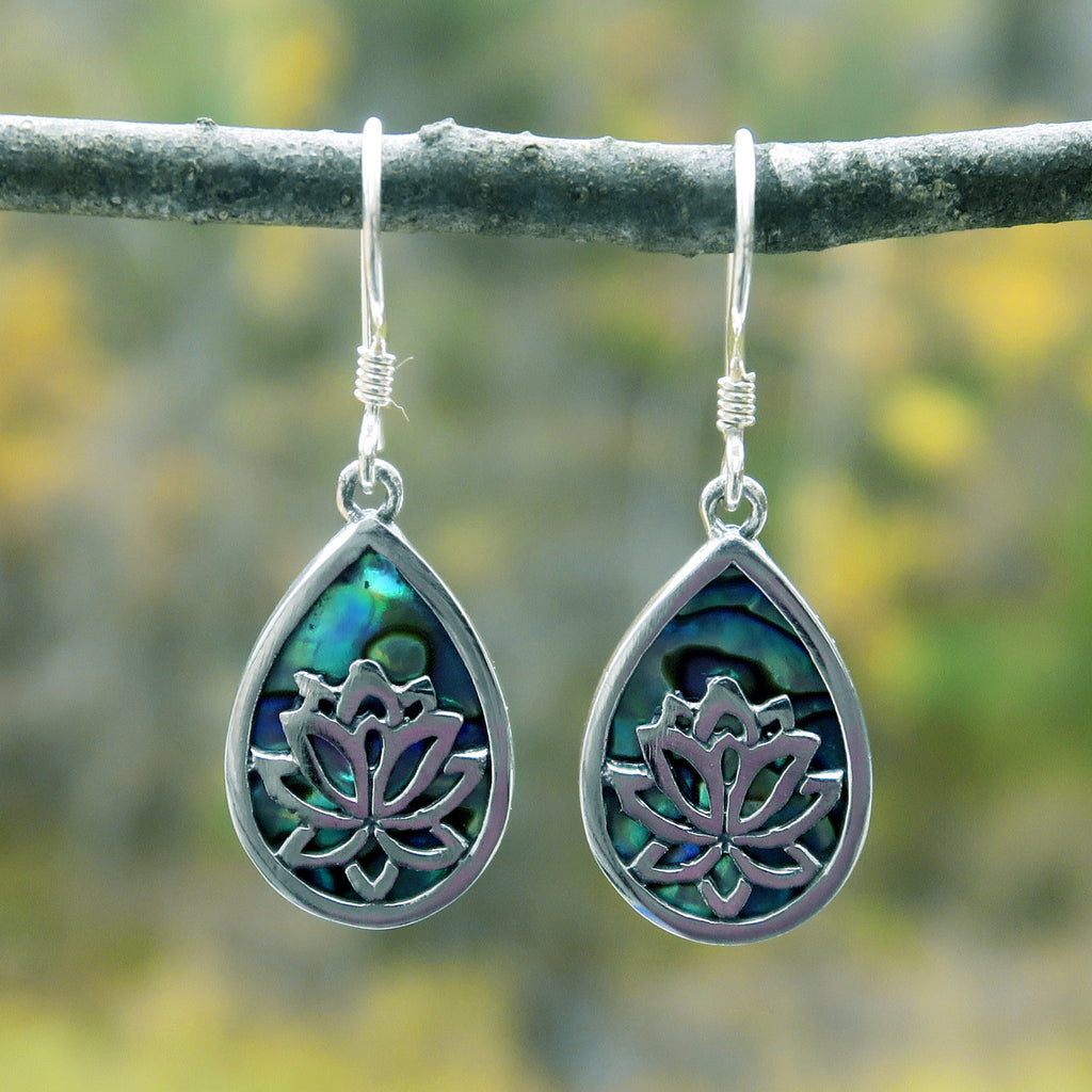 Sterling silver fair trade abalone earrings