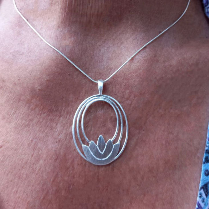 Lovely Lotus Necklace - Sterling Silver, Indonesia