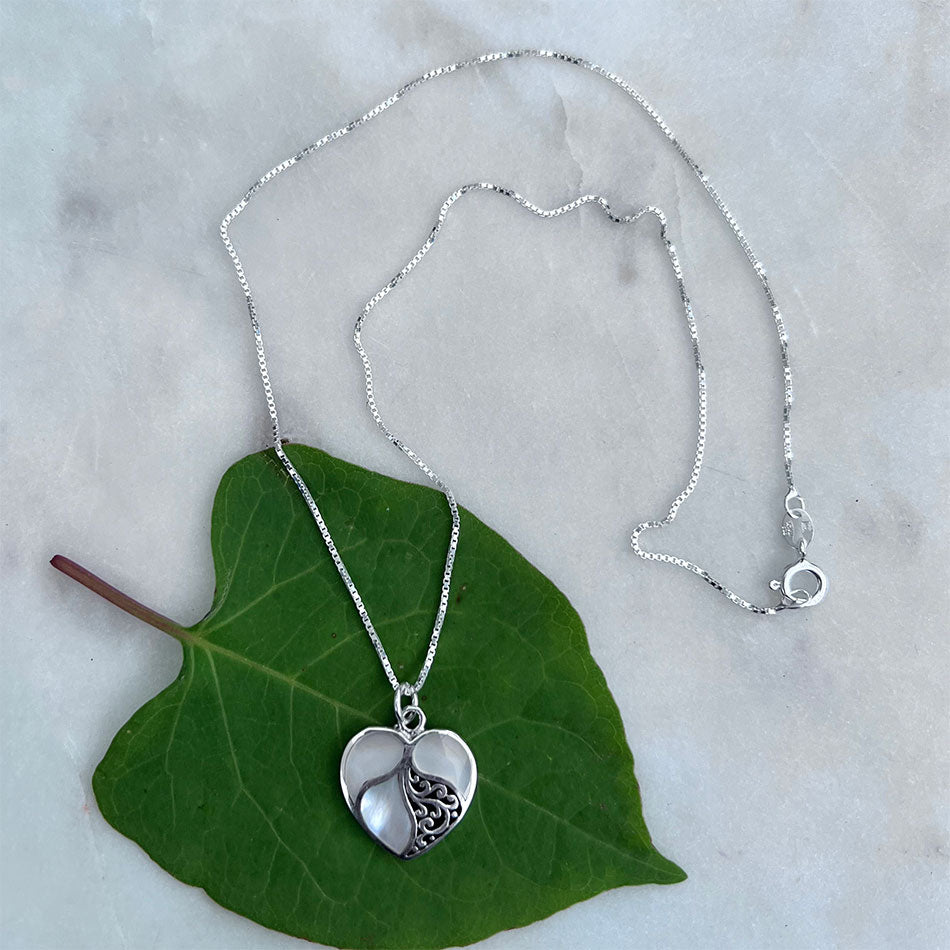 Mother of on sale pearl heart necklace