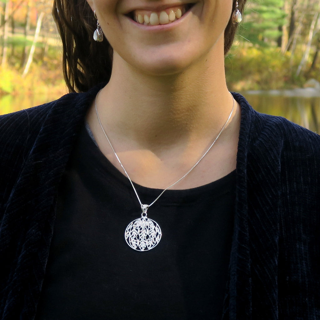 Fair trade sterling silver filigree necklace handmade in Bali