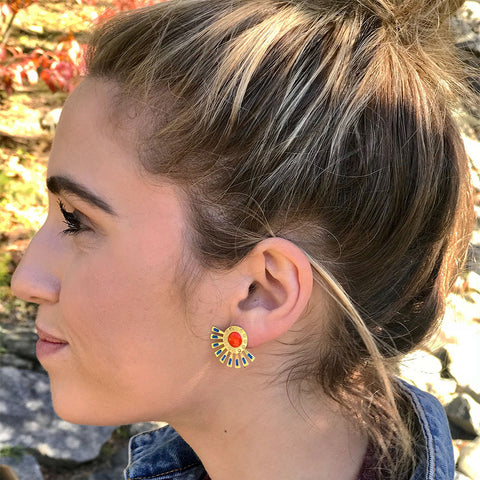 Fair trade stud earrings handmade by women in India