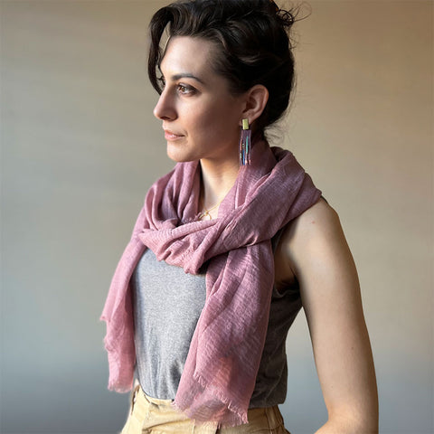 Fair trade organic cotton scarf handmade by artisans in Thailand