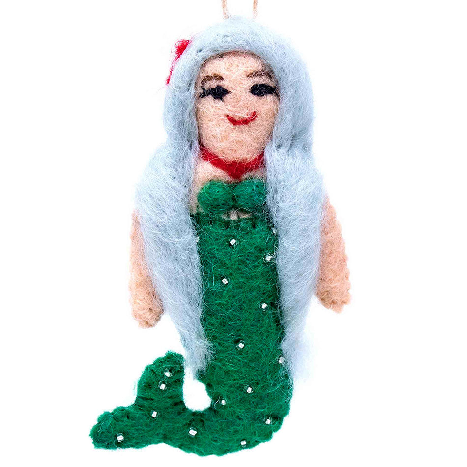 Fair trade felt ornament handmade by women in Nepal
