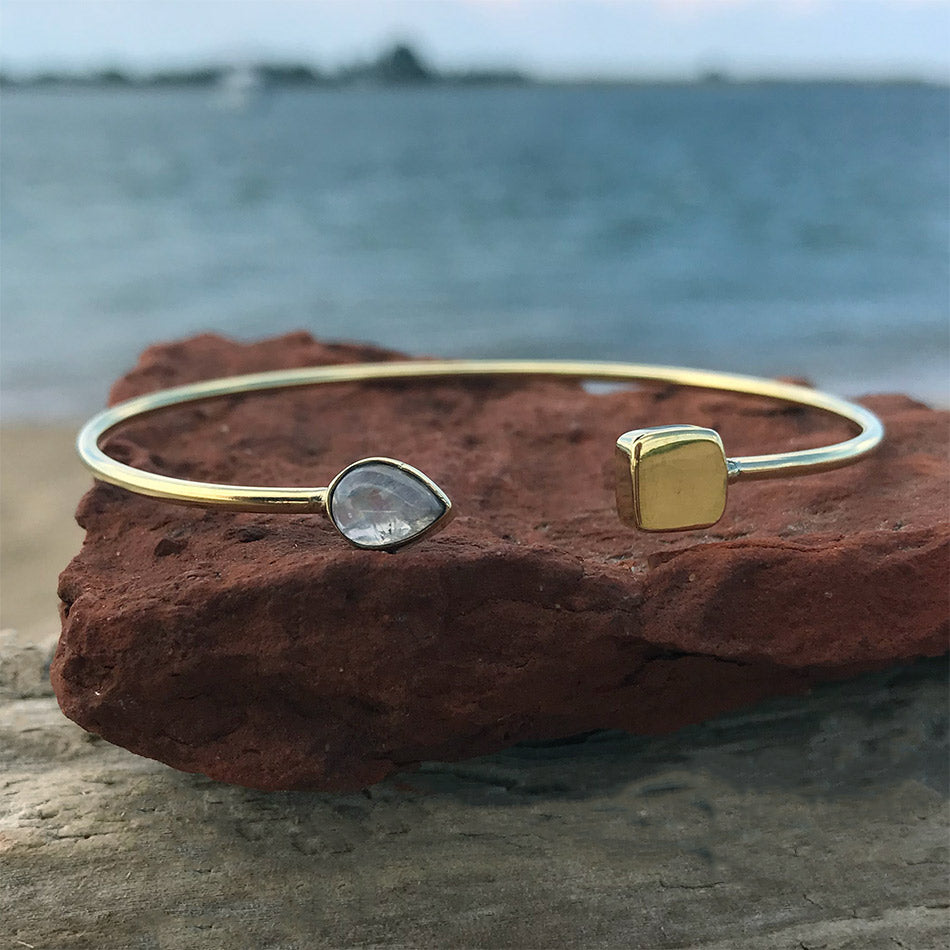 Fair trade moonstone brass bracelet handmade in India
