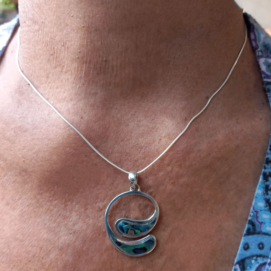 Open Circle Abalone Necklace - Sterling Silver, Indonesia
