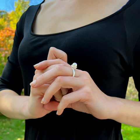 Sterling silver pearl ring handmade in Bali