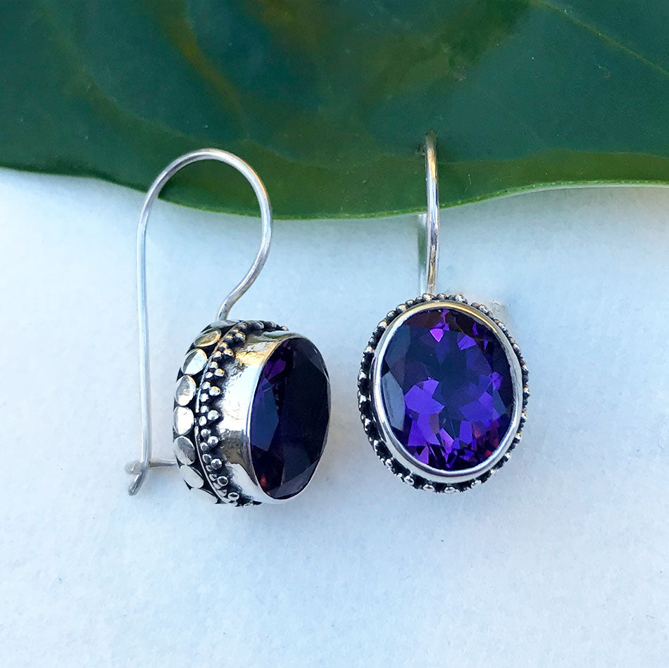 Fair trade sterling silver amethyst earrings