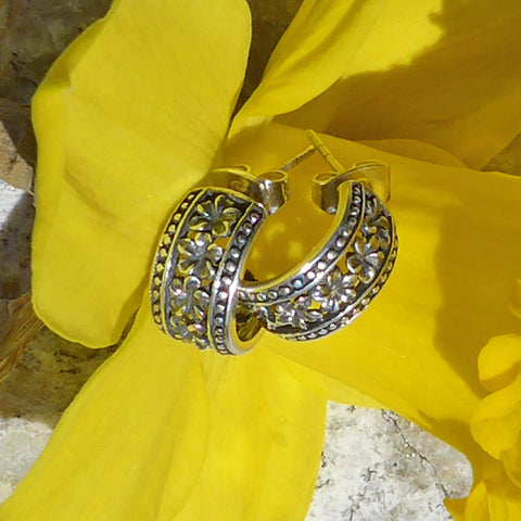 Petite Fleur Earrings - Sterling Silver, Indonesia